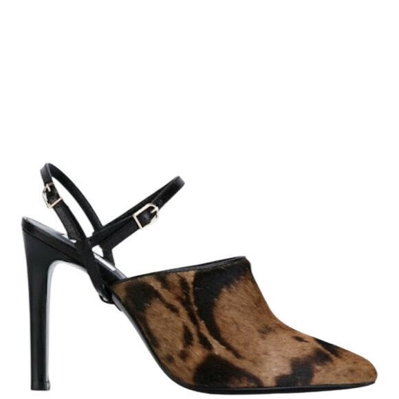 New Max Mara Leopard Haircalf Animal Print Slingback Ankle Strap Pumps Heels 7 - Picture 1 of 15